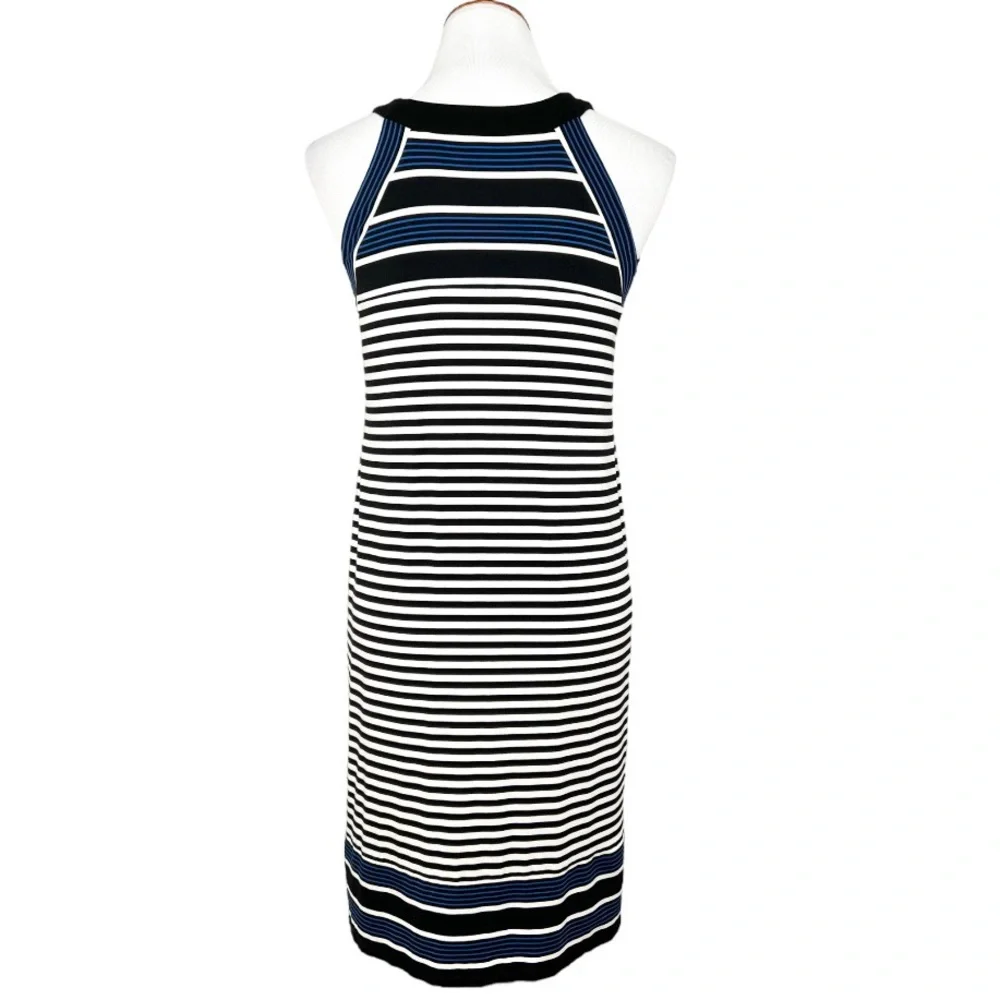 J. Jill Striped Black Blue White Sleeveless Tank Sundress Tee Knit Dress XS - Picture 7 of 9